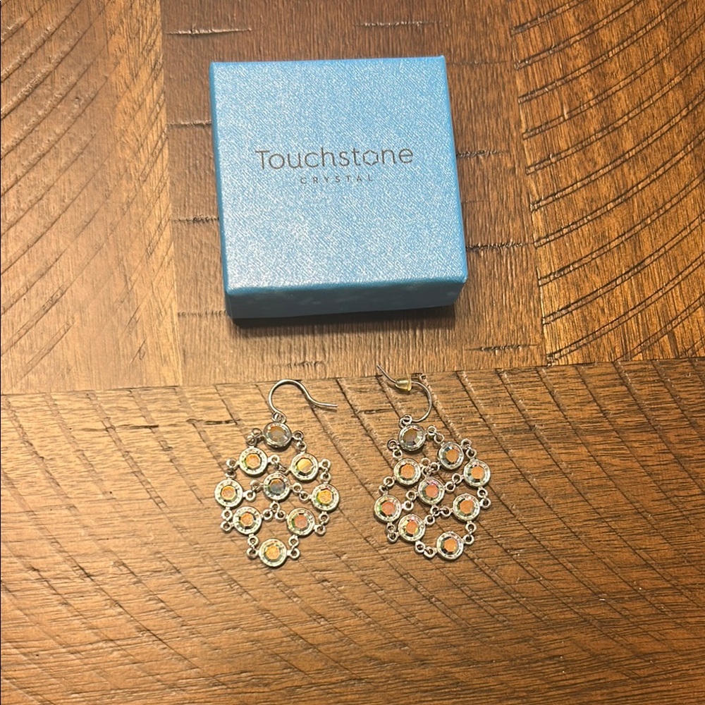 Touchstone Crystal Gold and Silver Dangle Earrings